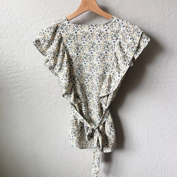 Max Studio Floral Ruffled Tie Waist Top - Picture 7 of 10